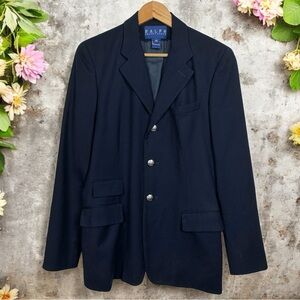Ralph Ralph Lauren Vintage Preppy Academia Equestrian Wool Schoolboy Blazer Navy
